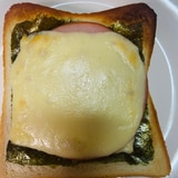 【朝食】海苔とハムとチーズのトースト
